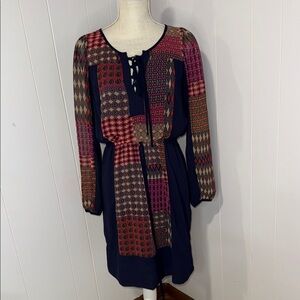 Maeve Multicolor Patchwork Long Sleeve Dress